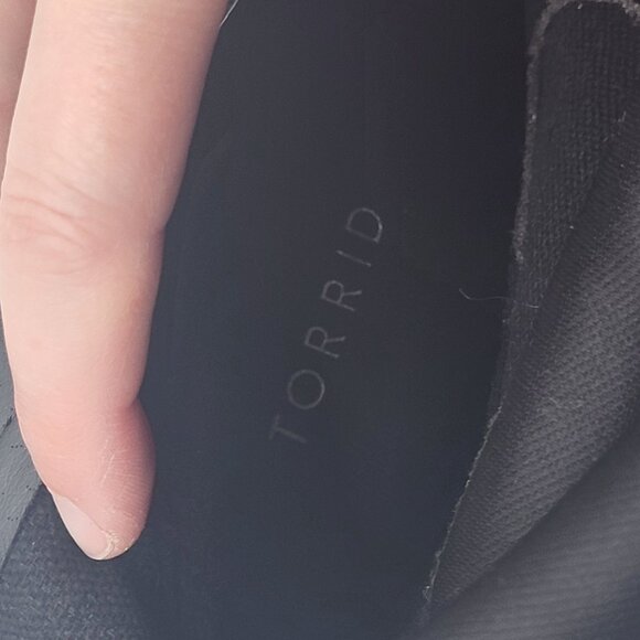 TORRID Womens 9 Wide Black Stretch Platform Over Knee Boot Faux Suede Goth Laces - Picture 9 of 14